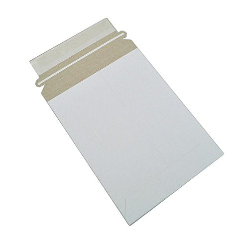 Maxtek 25 Stay Flat Rigid Photo & Document White Cardboard Mailers, 6 x 8 Inches, Self Seal Adhesive Flap.