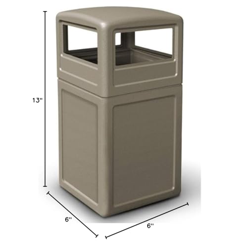 Commercial Zone-73290299PolyTec 42 Gallon Square Waste Container with Dome Lid Color: Beige - color: Beige