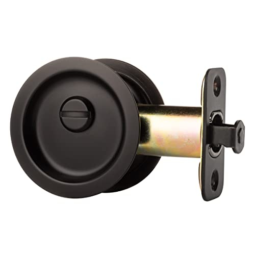 Dynasty Pocket Door Latch, Locking, Flat Black, 2-3/8" Backset - color: Black, style: Locking