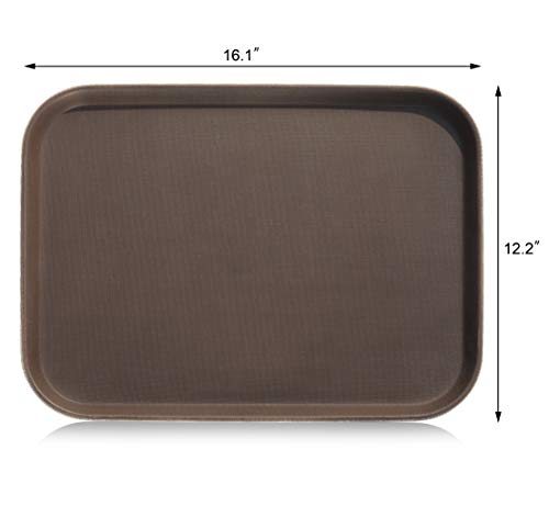 New Star Foodservice Restaurant Grade Non-Slip Tray, Plastic, Rubber Lined, Rectangular (Brown, 12-Inch x 16-Inch) (Pack of 4) - color: Brown, size: 12-Inch x 16-Inch (Pack of 4)