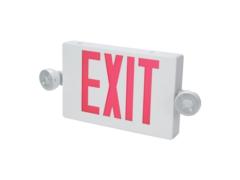 Cooper Lighting APCH7R Self Powered Combination Exit Sign with LED Heads (2) LED White Housing Red Letter Sure-Lites