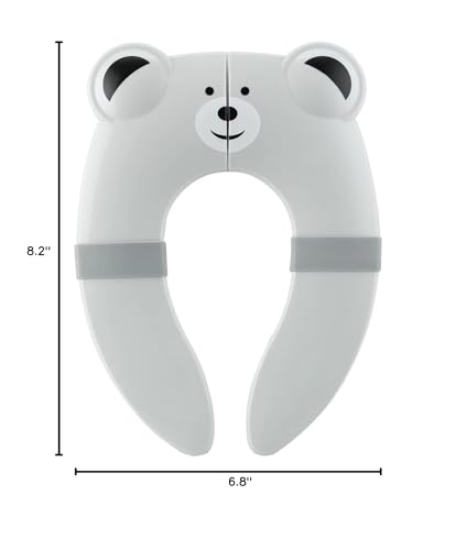 PandaEar Toilet Seat Cover | Folding Travel Toilet Seat for Children and Potty Training | Portable Silicone Toilet Seat for Toddlers, Boys & Girls with Non-Slip Silicone Pads -Grey Bear - color: Gray