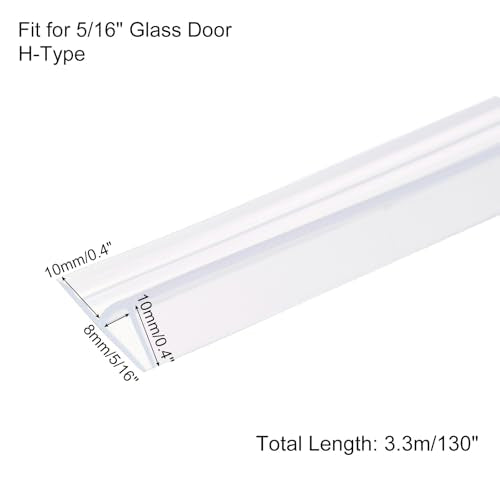 uxcell Shower Door Side Seal, H-Type Shower Door Sweep for 5/16" Glass 130" Long Silicone Frameless Glass Door Seal Strip, Stop Shower Leaks, Clear - size: 5/16" Glass 130" Long