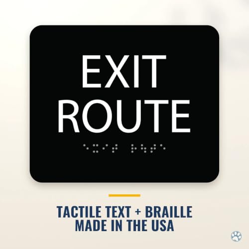 Alpha Dog Exit Route Sign, 5x6 ADA Braille Sign, Black - color: Black, size: Exit Route