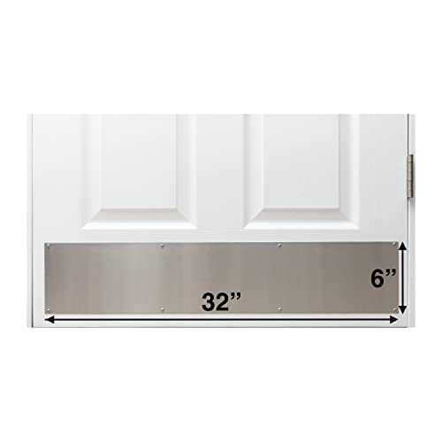 Stainless Door Kick Plate, 6" x 32" Size, for Door Widths 34", Made in USA - size: 6" x 32" (34" Door)
