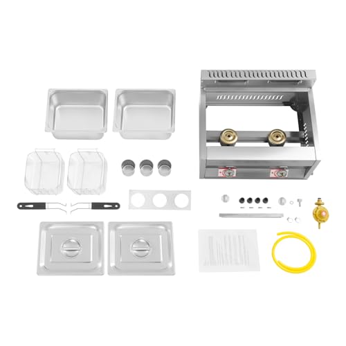 Commercial Deep Fryer, Dual Tank Countertop Fryer with Independent Temperature Control & Detachable Side Condiment Cups Stainless Steel Oil Fryer for Restaurants Supermarkets Fast Food Stalls