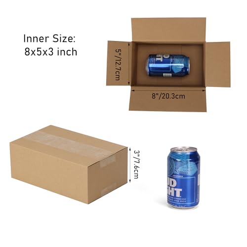CRUGLA 40 Packs 8x5x3 Shipping Boxes for Small Business, Corrugated Cardboard Boxes Bulk for Shipping Packing Mailing - size: 8x5x3 Inch