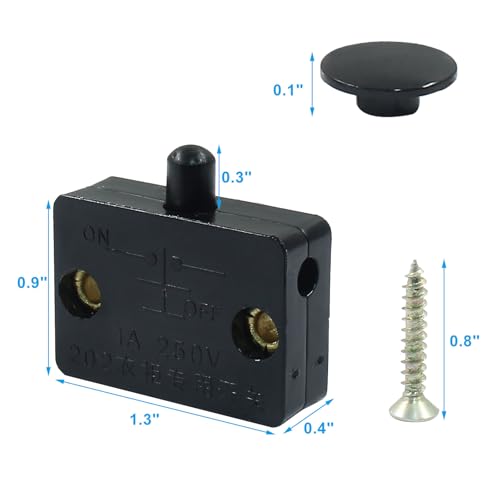 Hordion 2Pcs Cabinet Door Switch Applicable to 12V 24V 110V, Black - color: Black, size: 2pcs