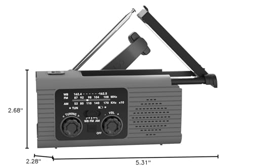 NITIGO Emergency Radio 4000mAh NOAA Weather Radio Solar Hand Crank Charging - color: Gray, size: 4000mAh