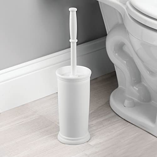 mDesign Toilet Bowl Brush and Holder - Covered Bathroom Brush - Standing Scrubber in Modern Holder - Compact, Space Saving, Deep Cleaning - White - color: White, size: Pack of 1