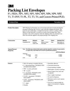 3M, PLE-T2, Packing List Envelope, Clear, PK1000