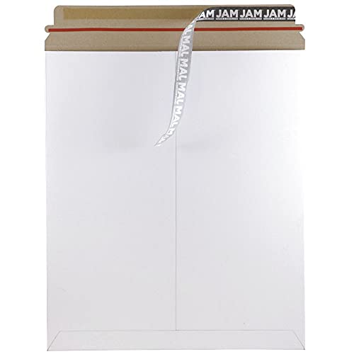 JAM PAPER Stay-Flat Photo Mailer Envelopes with Peel & Seal Closure - 12 3/4 x 15 - White - 6 Rigid Mailers/Pack - color: White, size: 6 per Pack