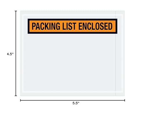 Aviditi PL12 Pre-Printed Envelope, Packing List Enclosed, 5-1/2 Length x 4-1/2 Width x 2 mil Thick, Orange (Case of 1000) by Aviditi