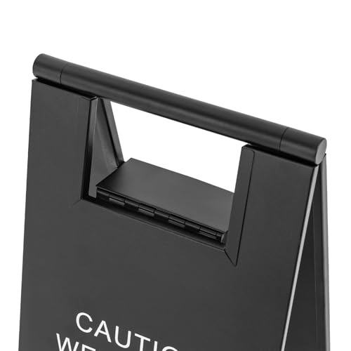 2Pcs 24in Wet Floor Sign,Portable Stainless Steel Caution Wet Floor Sign, Foldable Slippery When Wet Sign 2 Pack Bilingual Design Restaurant Supplies for Hotel Mall Shop Restaurant (Black)