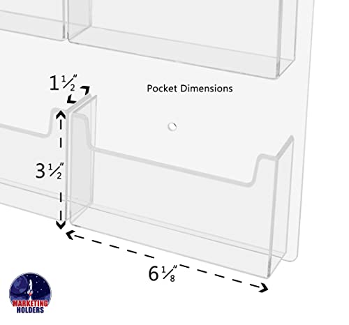 Marketing Holders Post Card Holder Acrylic 12 Slots Hold 6" Printed Media Wall Mount Hanging Hardware Included Use at Community Centers Gift Shops Motels Airports Historical Sites Convenient Clear - size: 20.25 x 22.25 inches