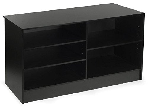 Cash Register Stand with 3 Height-Adjustable Shelves- 70" Black Melamine Checkout Counter - color: Black, size: 72" WIDE