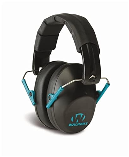 Walker's Unisex Adult's Lightweight Foldable Hearing Protection 22 dB Noise Reduction Pro Low-Profile Earmuffs - color: Black/Teal, size: One Size