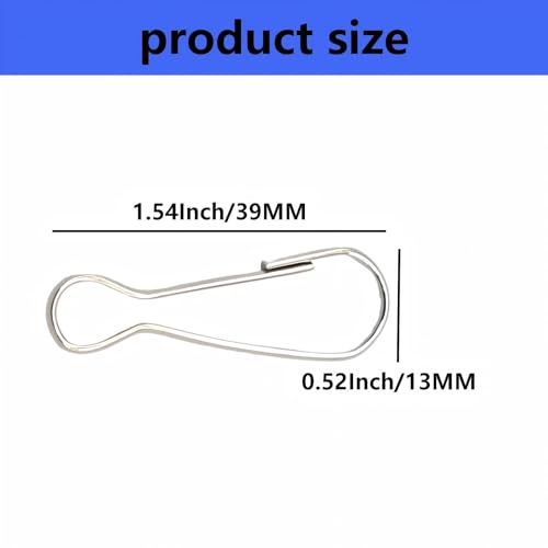 100 Pack Alamic Metal Spring Lanyard Hook Clips (100, Silver, 39 * 13MM) - size: 39*13MM