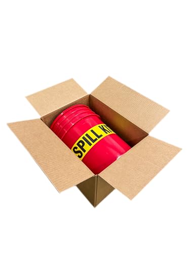 Original Bucket Spill Kit - Hazmat Absorbents & 5-Gallon Red Bucket - Spill Pads & Absorbent Socks - Oil Spill Clean Up - Absorb 5 Gallons (Made in USA)