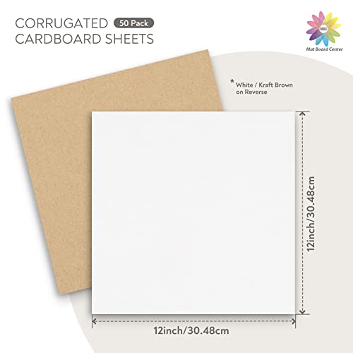 Mat Board Center, 50 Pack 12x12 Inch Corrugated Cardboard Sheets - color: 50 Pack, size: 12x12