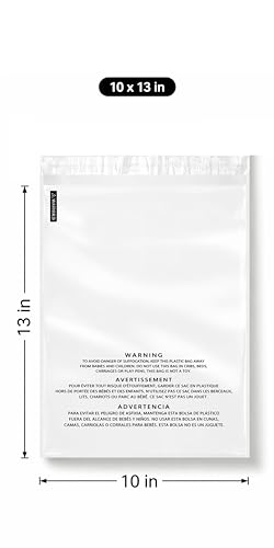 POLYSELLS 100 Count 12x15” Clear Poly Bags with Suffocation Warning Self-Sealing Plastic Bags for Shipping, Retail Packaging, T-Shirts & Clothing - Permanent Adhesive - color: Transparent, size: 12"x15" 100 Count
