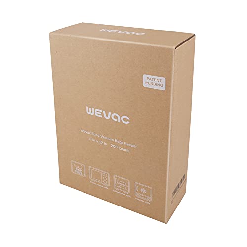 Wevac 8” x 12” 200 Count Food Vacuum Sealer Bags Keeper, PreCut Quart, Ideal for Food Saver, BPA Free, Commercial Grade, Great for storage, meal prep and Sous Vide (Pack of 2) - size: 8" x 12" 200 count (Pack of 2)