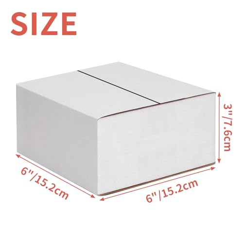 25-Pack Shipping Boxes 6x6x3 Inches, White - color: White, size: 6x6x3-25-Pack