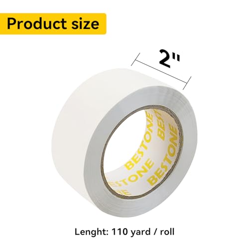 White Packing Tape 2 Inch Wide, 110 Yards per Roll, 2 Mil Heavy Duty Shipping Tape, Strong Adhesive Carton Sealing Tape for Moving, Packaging, Storage, Industrial Use, 12 Rolls Bulk