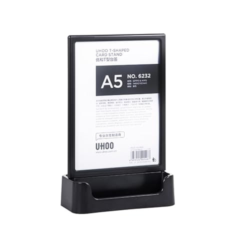 ABS Plastic Sign Holder T Shape (Black A5 148×210mm/5.83×8.27 inches)