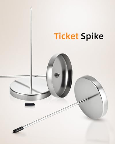 4 Pcs Desk Receipt Holder - Bill Fork Ticket Spike, Restaurant Check Spindle, Memo Holder Silver - color: 4 Pack Ticket Holder Silver