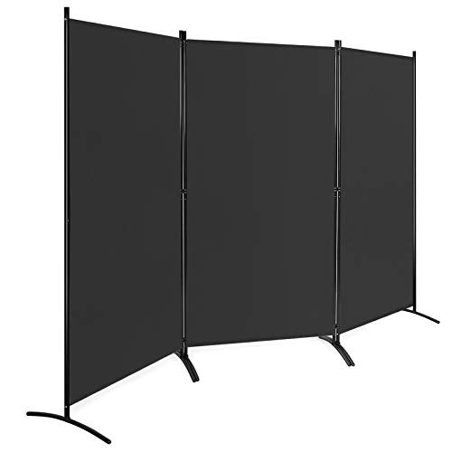 GIANTEX 3-Panel Folding Room Divider Privacy Screen, 102.5" x 72", Black - color: Black, size: 102.5"W x 72"H (3 Panel)