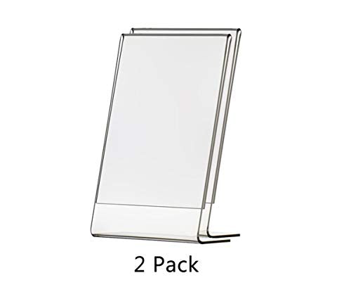 Marketing Holders 2 Pack Acrylic Sign Holder for 4" x 6" Literature Clear Slanted Plexiglass Countertop Graphic Image Side Load Display for Retail Stores Hotels Offices and Restaurants - size: 4"w x 6"h