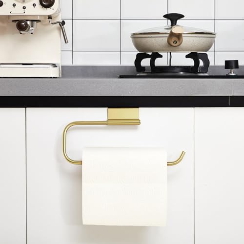 Yaocom 12.4 Inches Cabinet Door Paper Towel Holder, Gold - color: Gold