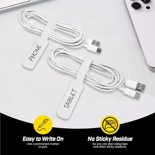 Wrap-It Storage Cable Labels - Large (30-Pack) White - color: White, size: Large