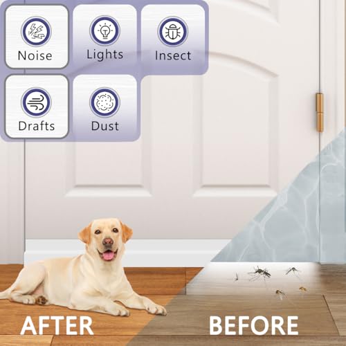 3Pack Door Draft Stopper,Adjustable Door Sweep for Bottom of Door,Silicone Weather Stripping Door Bottom Seal Blocker Air Noise,Under Door Gap Filler for Interior/Exterior Door - color: White, size: 39" L-3Pack