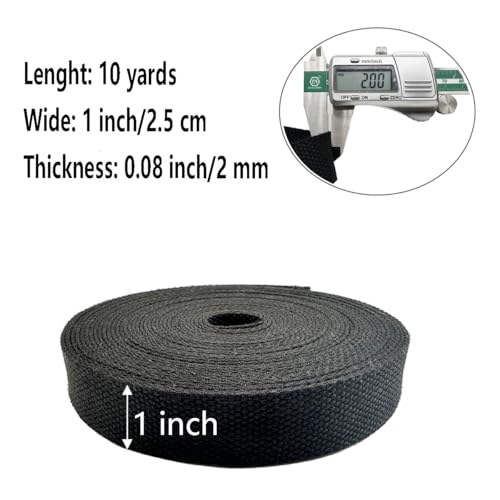 1 Inch Heavy Cotton Webbing 10 Yard Webbing Straps for Bags Handles,Tote Bag Webbing,Cloth Belt,Making Outdoor Supplies - color: Black