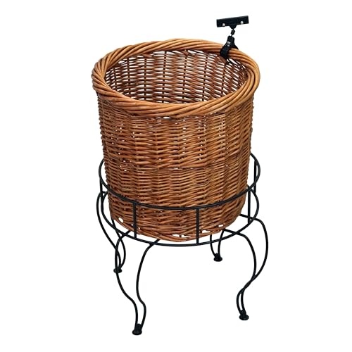 1-Tier Round Willow Basket Display with Sign Clips