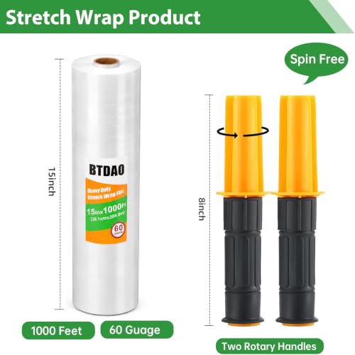 Stretch Wrap 15"x1000 Feet Stretch Film Shrink Wrap Packing Moving Suppliers for Shipping Moving Suppliers Packing Pallet Wrapping Surface Protection 60 Gauge(1 Roll) - style: 1 Roll