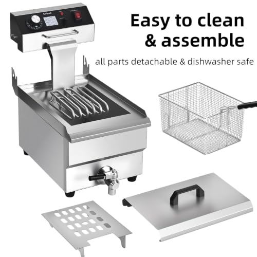 Commercial Deep Fryer with Basket, 1700w 16Qt Heavy Duty Countertop Fryer - size: 101V