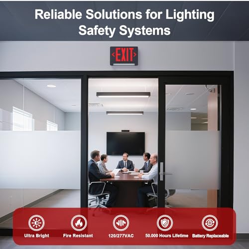 Exit Signs with Emergency Lights Battery Backup, UL Listed Double-sided Exit sign with Adjustable Light Pipe, Hardwired Compact Commercial Lighted Exit Sign, 120/277V Top/Side/Wall Mount (2 Pack) - color: 2 Pack