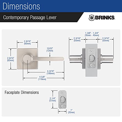 Brinks Fingerprint Door Lock with Lever – Keyless Entry Biometric Lock, Electronic Keypad Fingerprint Deadbolt with Auto-Locking, Front Door Lock and Interior Lever Set, Satin Nickel - color: Satin Nickel, style: Deadbolt & Passage Lever