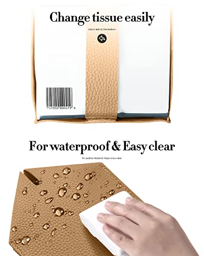 Tissue Box Cover, Jeethemy Square PU Leather Tissue Box Holder, Modern Tissue Case Facial Paper Organizer Dispenser,5X5X5'',Single Bronze - color: Single Bronze