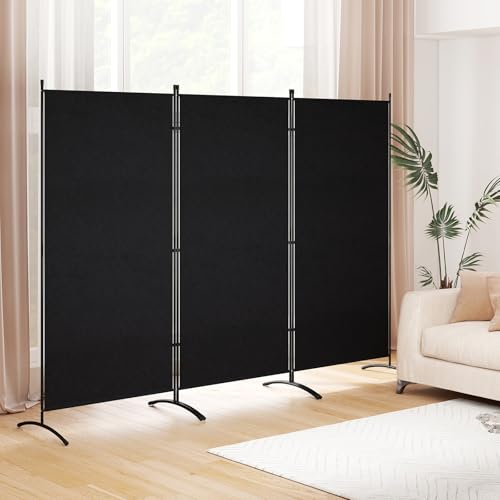 GIANTEX 3-Panel Room Divider, Folding Privacy Screen, 102" x 73", Black - color: Black, size: 102"W x 73"H (3 Panel)