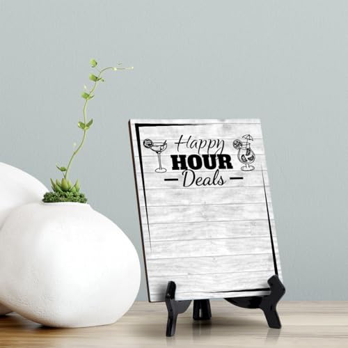 Happy Hour Deals 6x8 Dry Wipe Table Sign (6x8) Easy Installation | Restaurant & Bar | Perfect To Clearly Direct Customers & Advertise Specials | No Pen Included - style: Happy Hour Deals