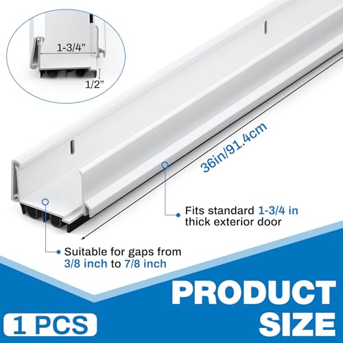 FoldTier 1 Pcs 36'' U Shaped Door Sweep for Bottom of Exterior Door, White - color: White, size: 36 Inch