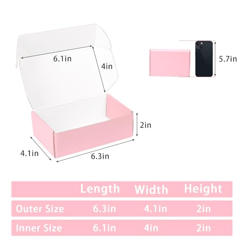 6x4x2 Pink Shipping Boxes Small, 45 Pack Corrugated Cardboard Mailer Boxes for Packaging Small Business Mailing Gift - color: Pink, size: 6x4x2"-45 Pack