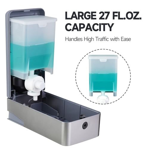 anydry Liquid Hand Soap Dispenser Wall Mounted 27oz Large Capacity Silver - color: Refined Silver