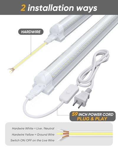 8FT 6 Pack LED Shop Lights, 120W 18000LM 6000K Garage Lighting - size: 18000LM-6Pack
