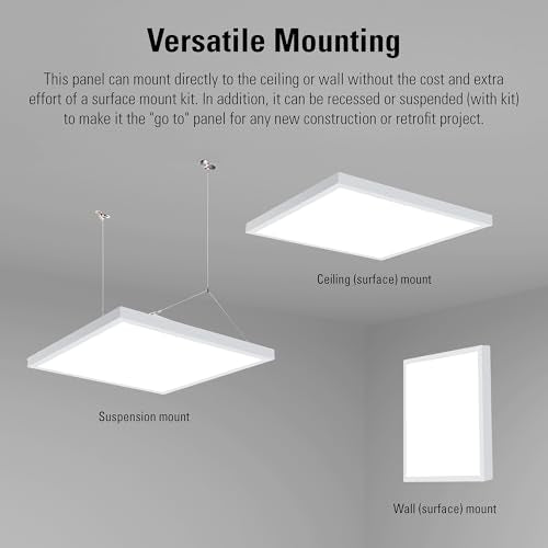 Metalux MMS Multi-Mount 1x2 LED Panel Ceiling Light with 5 CCT and Lumen Select, 0-10V Dimming, Surface Mount, Recessed, Suspended, Wall Mount, 90 CRI - 12MMS-L3C5-UNV - size: 1'x2'