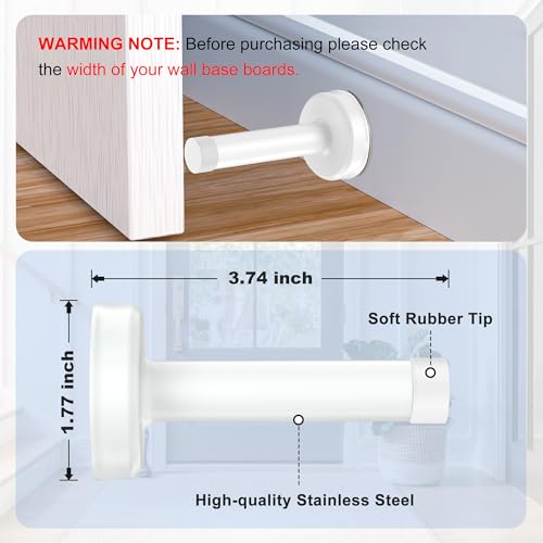 4 Pack Door Stops, Stainless Steel Door Stoppers, No Drilling Door Stops for Bottom and Top of Door, All White - color: All White, size: 4 Pack